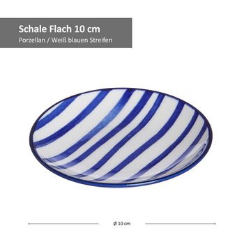 Ritzenhoff & Breker Servierschale 4er Set Schale flach 10cm Streifen Seaside - Ritzenhoff 270280, Porzellan