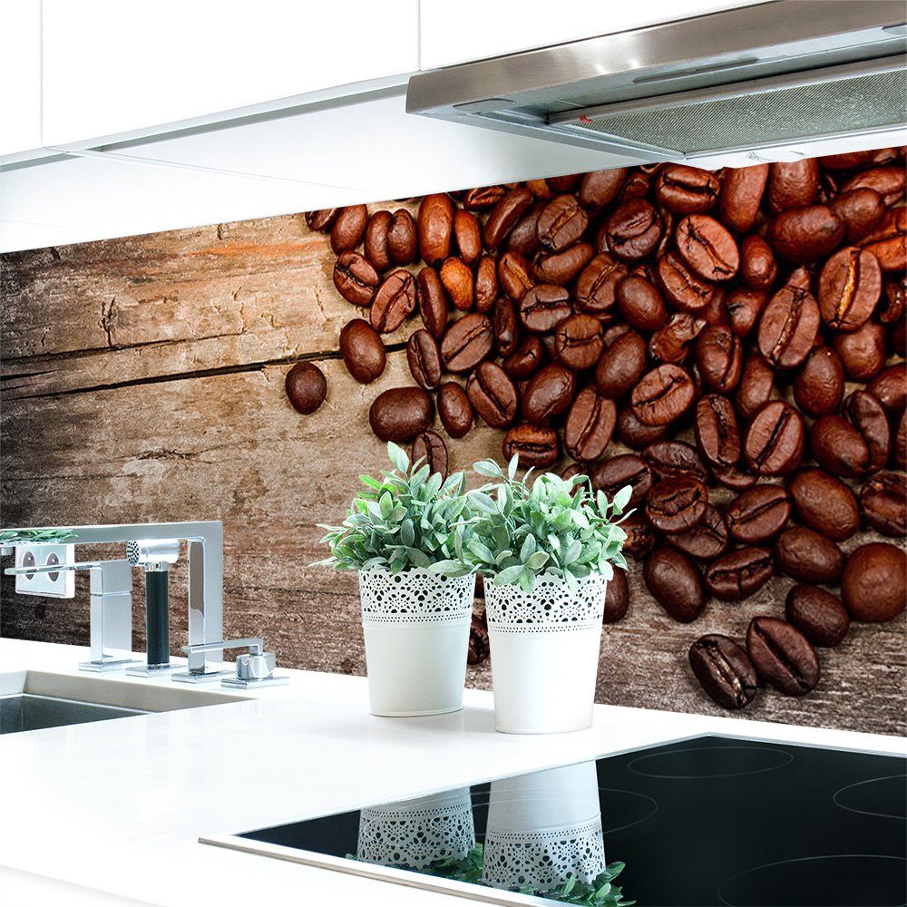 DRUCK-EXPERT Küchenrückwand Küchenrückwand Kaffee Bohnen Premium Hart-PVC 0,4 mm selbstklebend