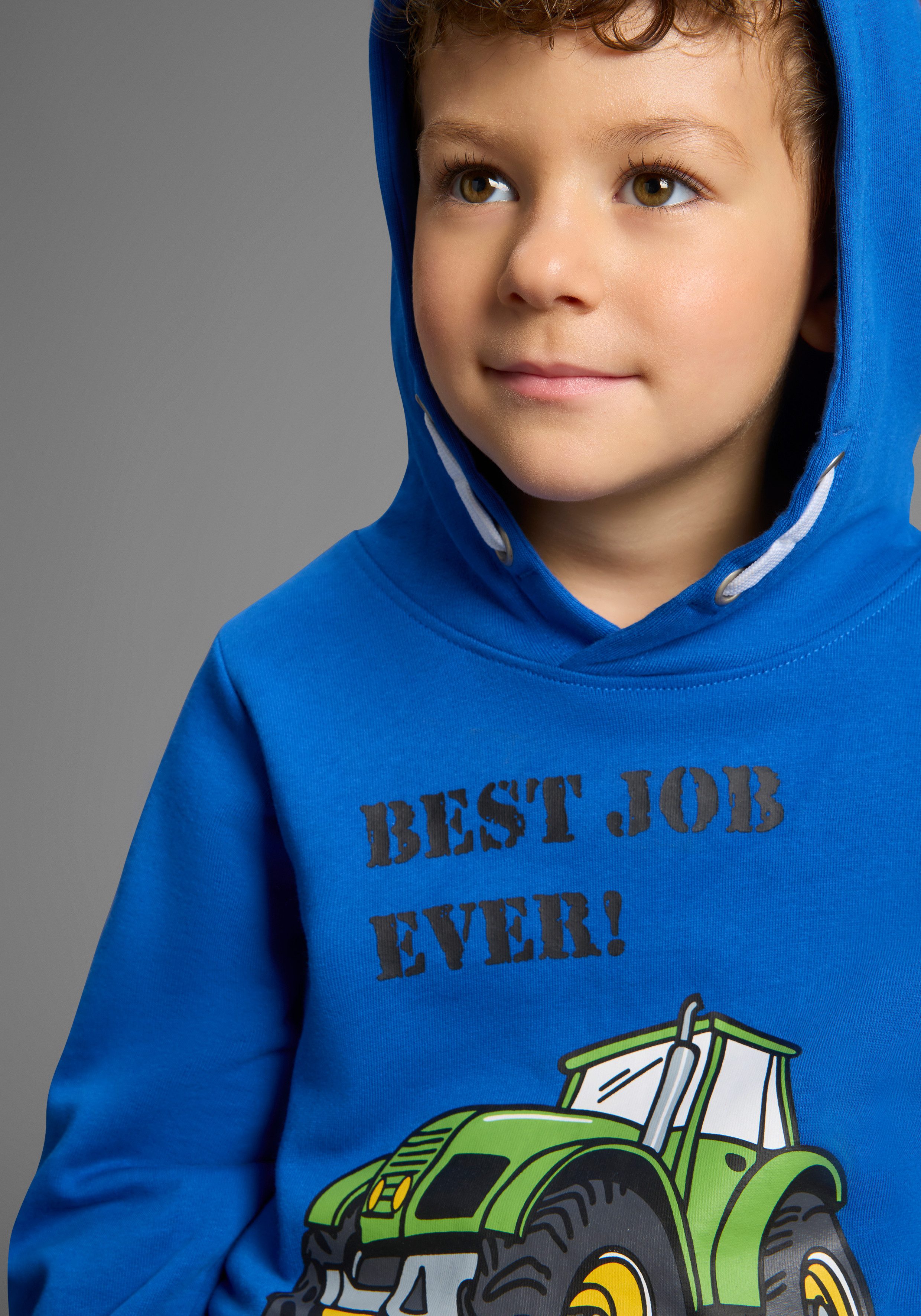 KIDSWORLD Kapuzensweatshirt BEST JOB EVER! Kapuzensweatshirt mit Traktor-Print