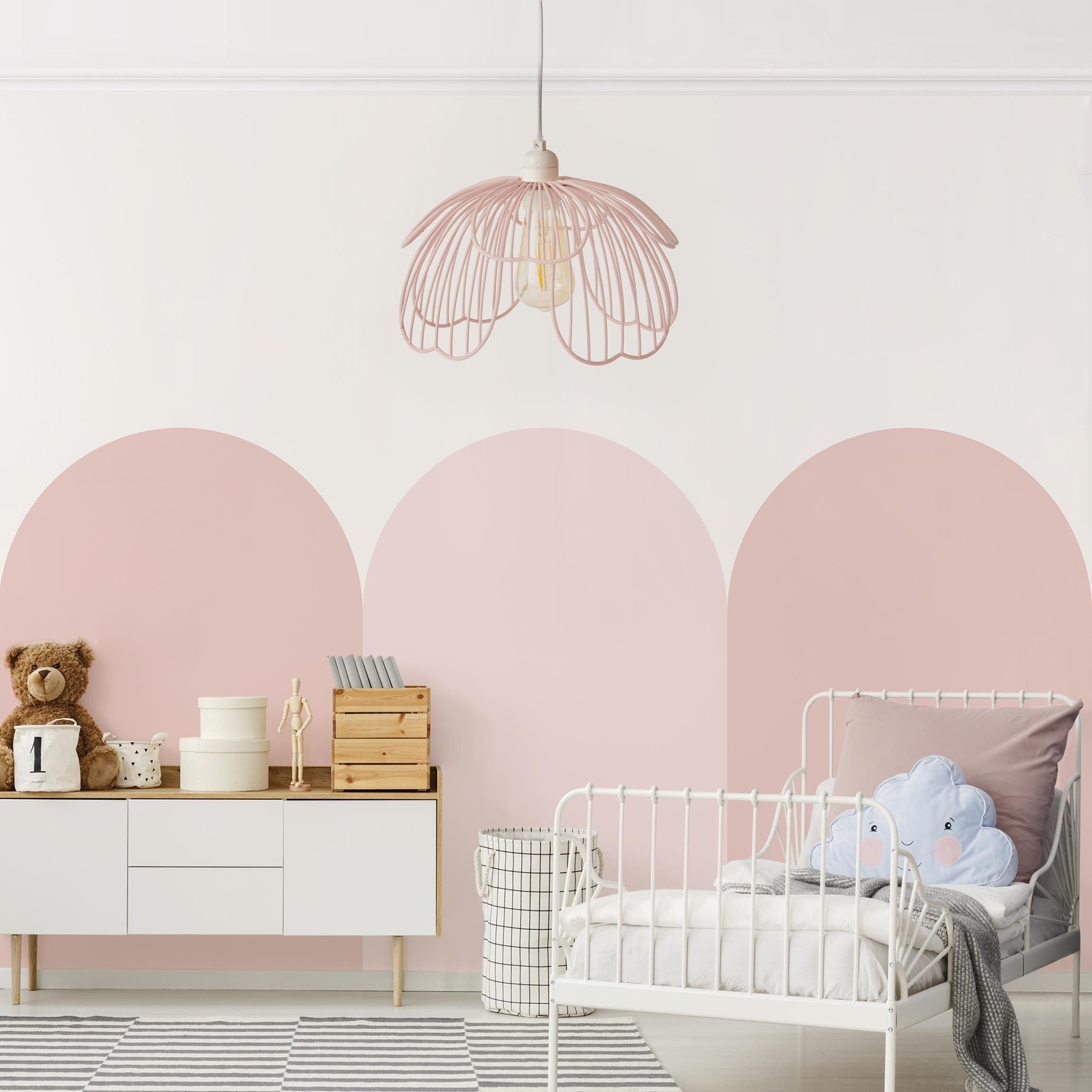 Bilderdepot24 Kindertapete Halbkreisbordüre Mix Muster rosa moderne Wanddeko XXL, Glatt, Matt, (Vliestapete inkl. Kleister oder selbstklebend), Mädchenzimmer Jungenzimmer Babyzimmer Bildtapete Fototapete Wandtapete