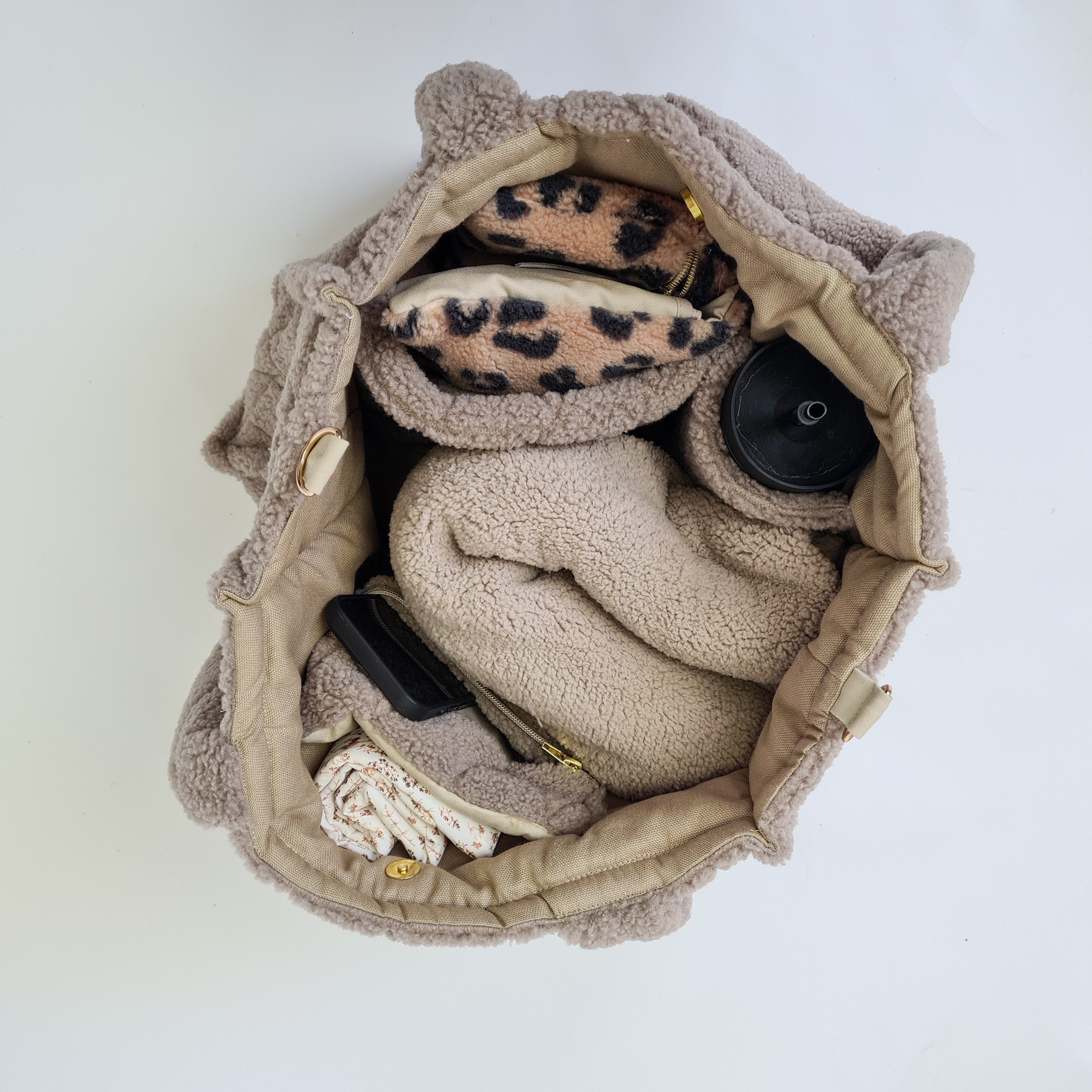 LittleANTunique Kinderwagen-Tasche Wickeltasche I Shopper I Teddy beige I Mommy Bag