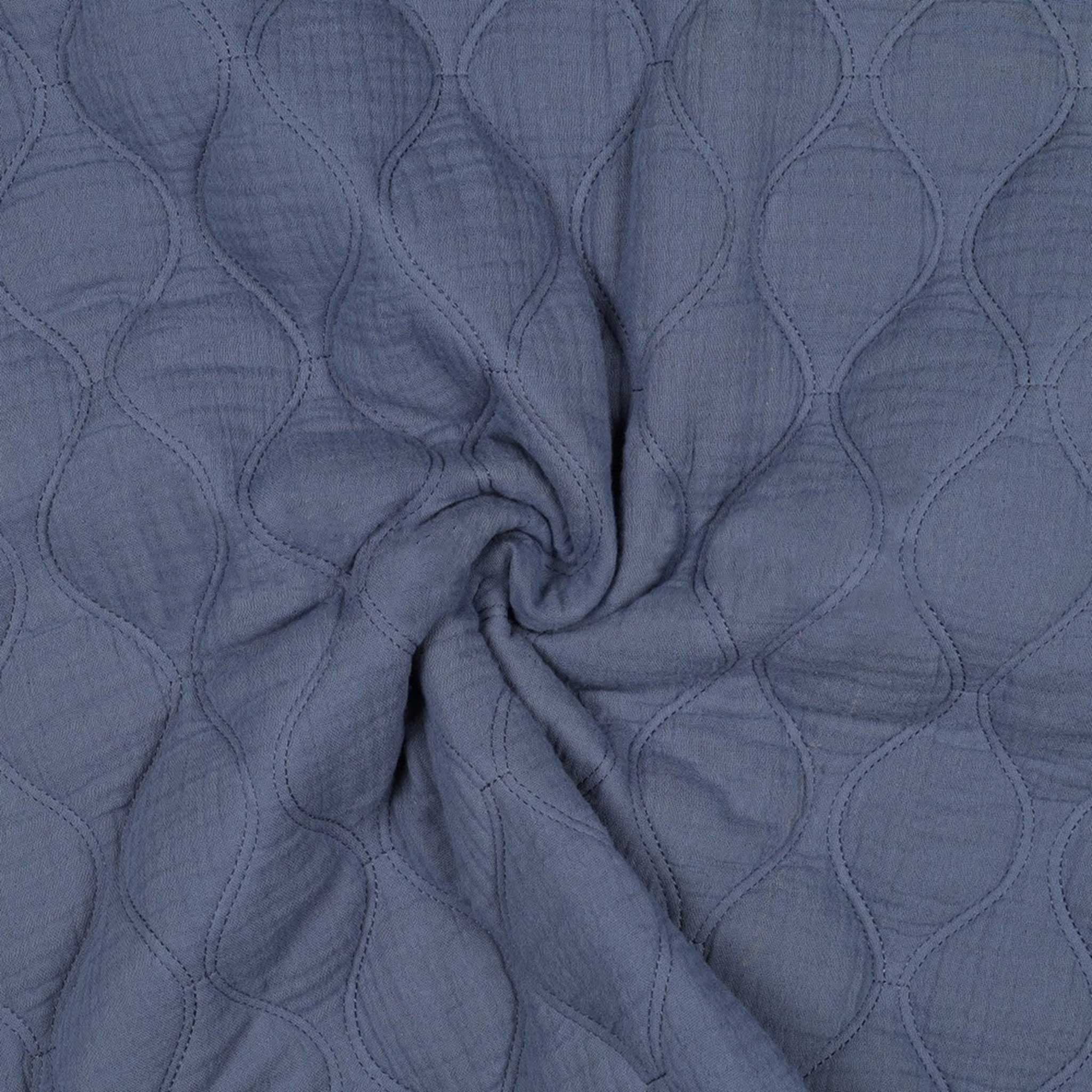 Thumbnail - maDDma Stoff Steppstoff Quilt Double Gauze Stepper ab 0,5m wattiert beidseitig, jeans
