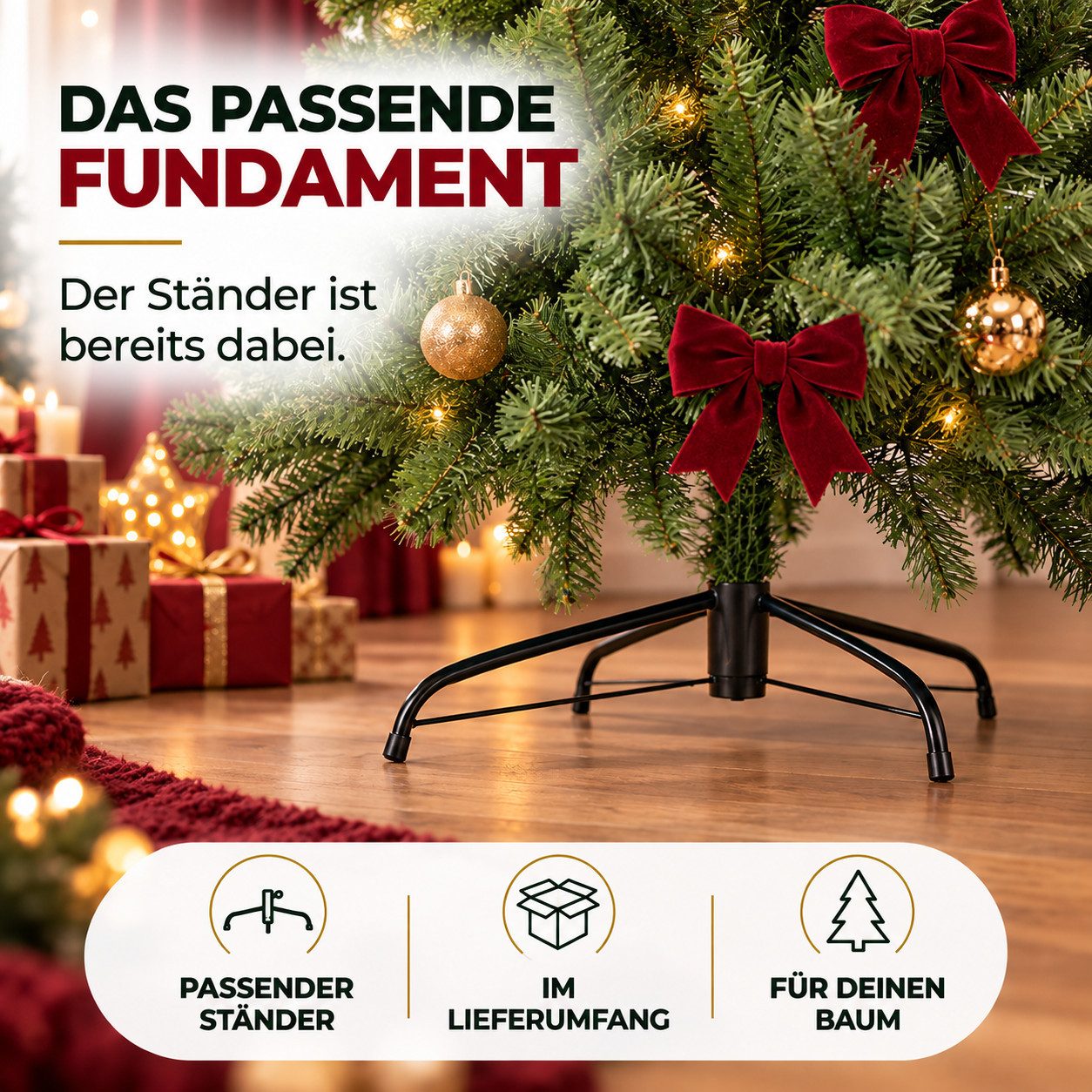 Weihnachtswunder® Künstlicher Weihnachtsbaum Künstlicher Weihnachtsbaum in Nordmanntannen-Optik, grün, 180 cm, Nordmanntanne – Bild 4 von 5