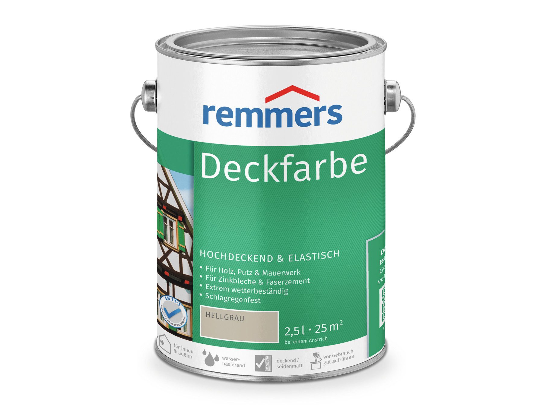 Remmers Wetterschutzfarbe Deckfarbe 2,5 Liter, für viele Untergründe, hochdeckend, wetterfest