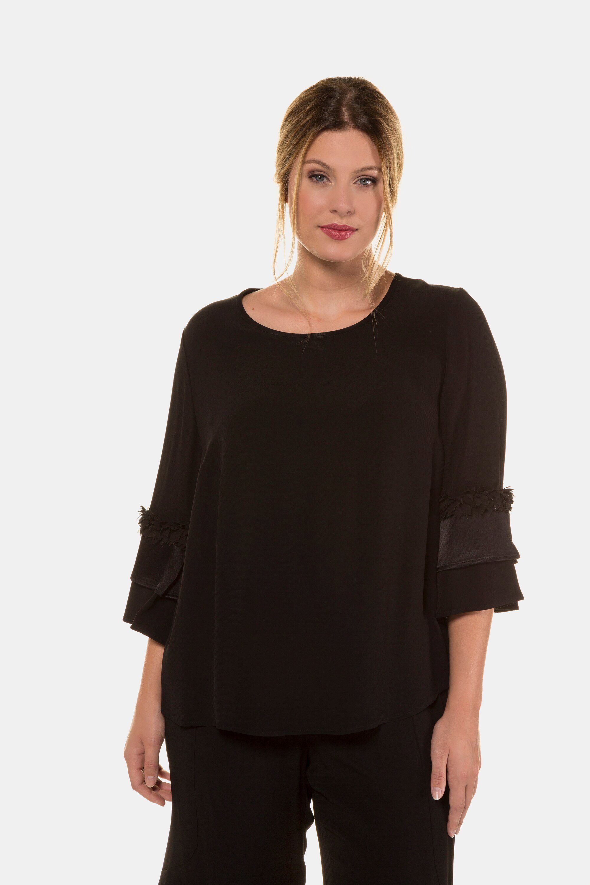 Ulla Popken Damen Sweatshirt Mit Volants - Bequemer Plus Size Pullover Für Übergrößen