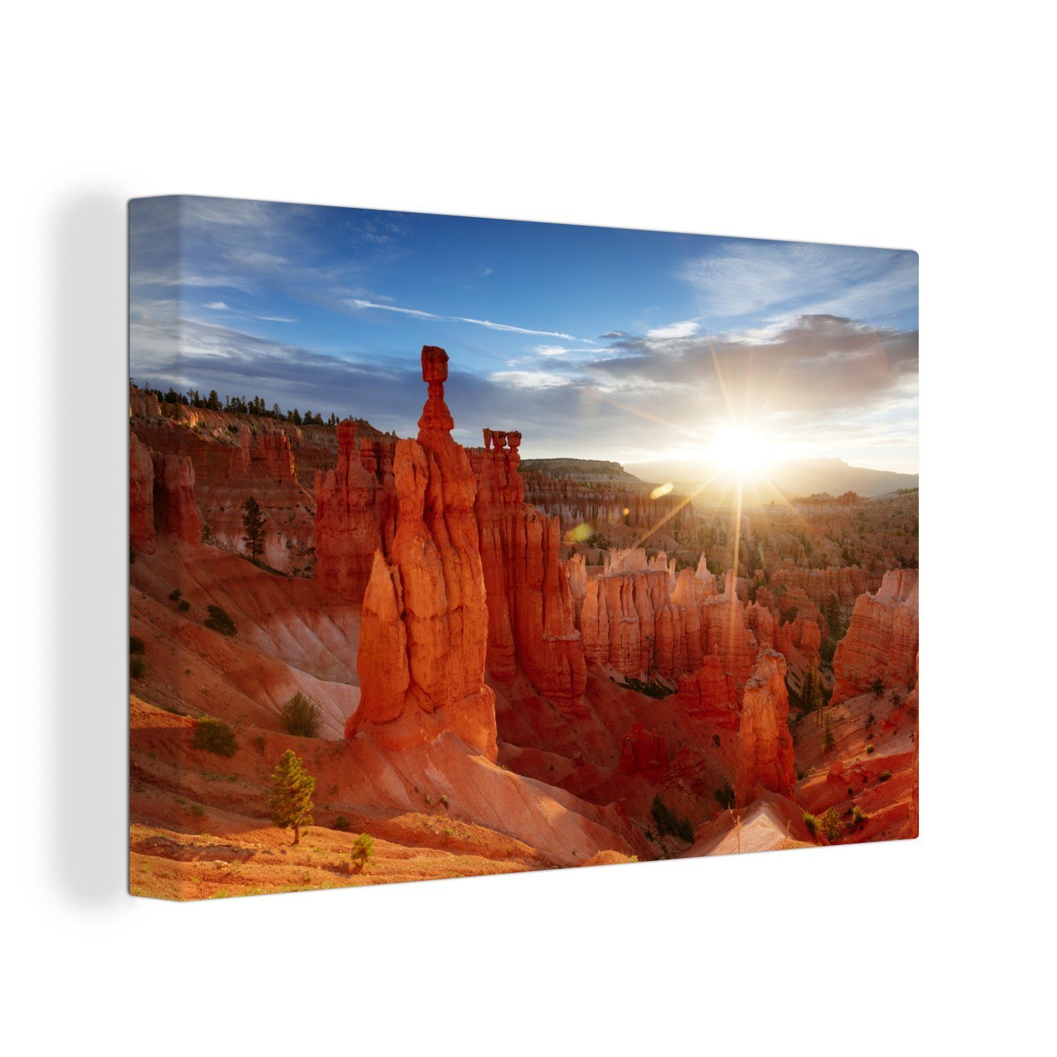 OneMillionCanvasses® Leinwandbild Sonnenstrahlen über dem Bryce Canyon National Park, (1 St), Wandbild Leinwandbilder, Aufhängefertig, Wanddeko, 30x20 cm