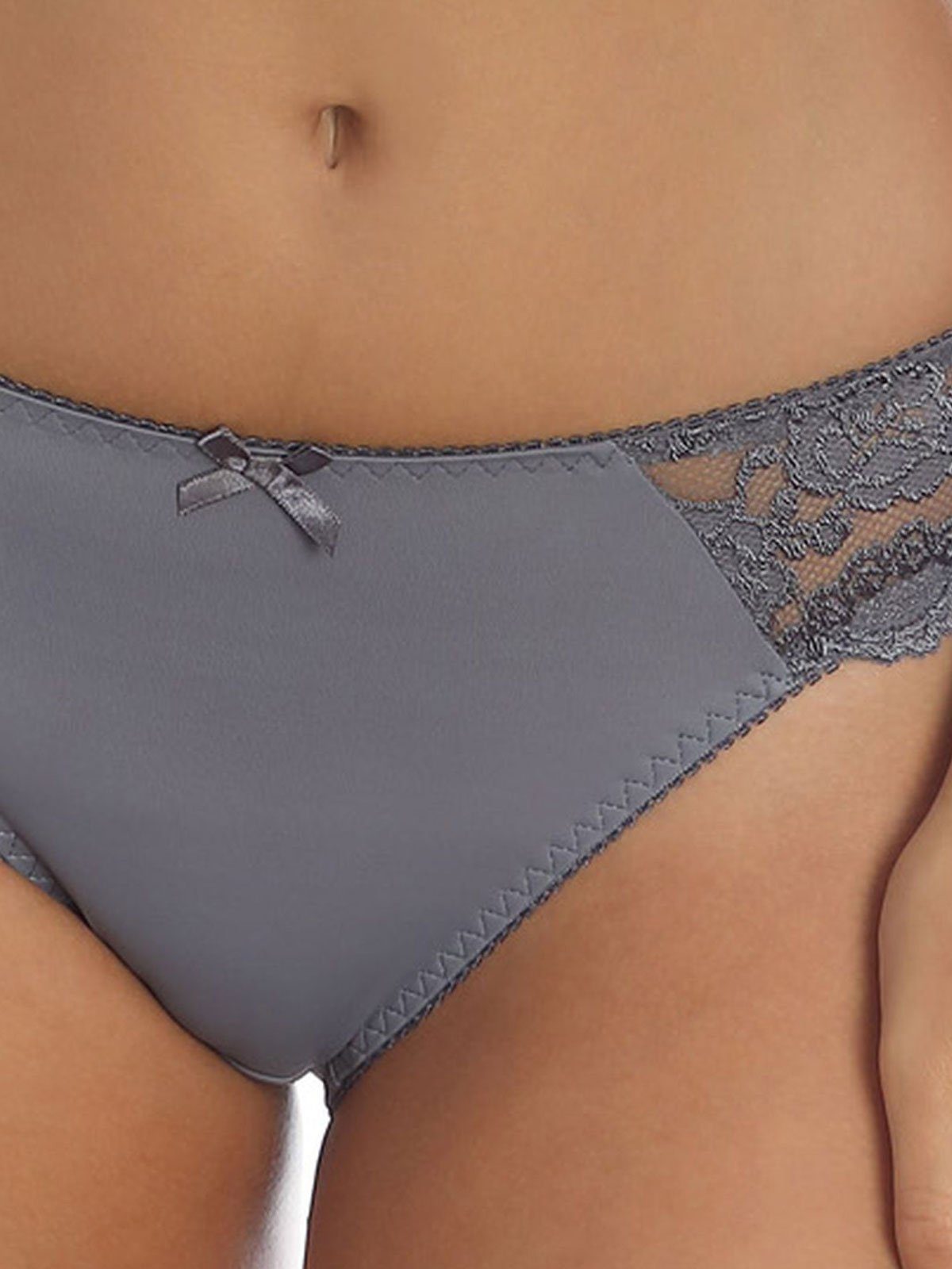 Damen Slip Bikinislip Zwickel 1-St) Sassa (Stück, CLASSIC dusty LACE Grey
