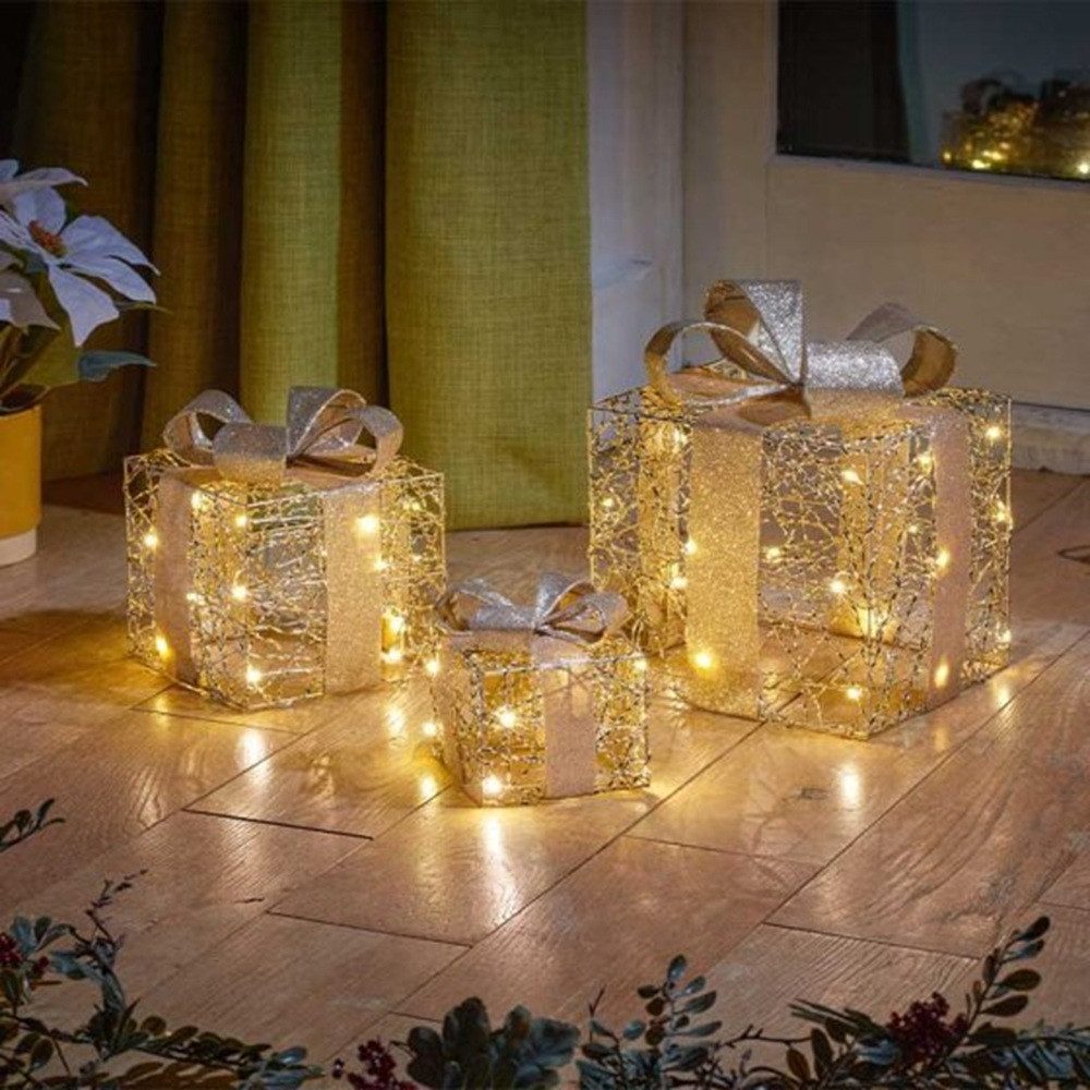 Smart Garden Weihnachtsszene Goldene LED-Geschenkboxen