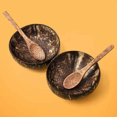 PRECORN Müslischale Coconut Bowl Schüssel 2er/4er Set Vegan Buddha Bowl Smoothie Porridge, (2-tlg)