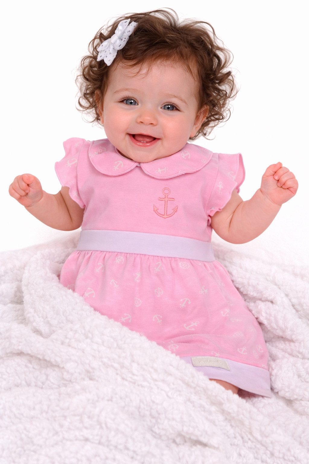 La Bortini Druckkleid Jerseykleid Kleid für Baby und Kinder in Rosa mit Anker Sommerkleid sommerlisch, weich, gemustert, 44 50 56 62 68 74 80 86 92 98 104