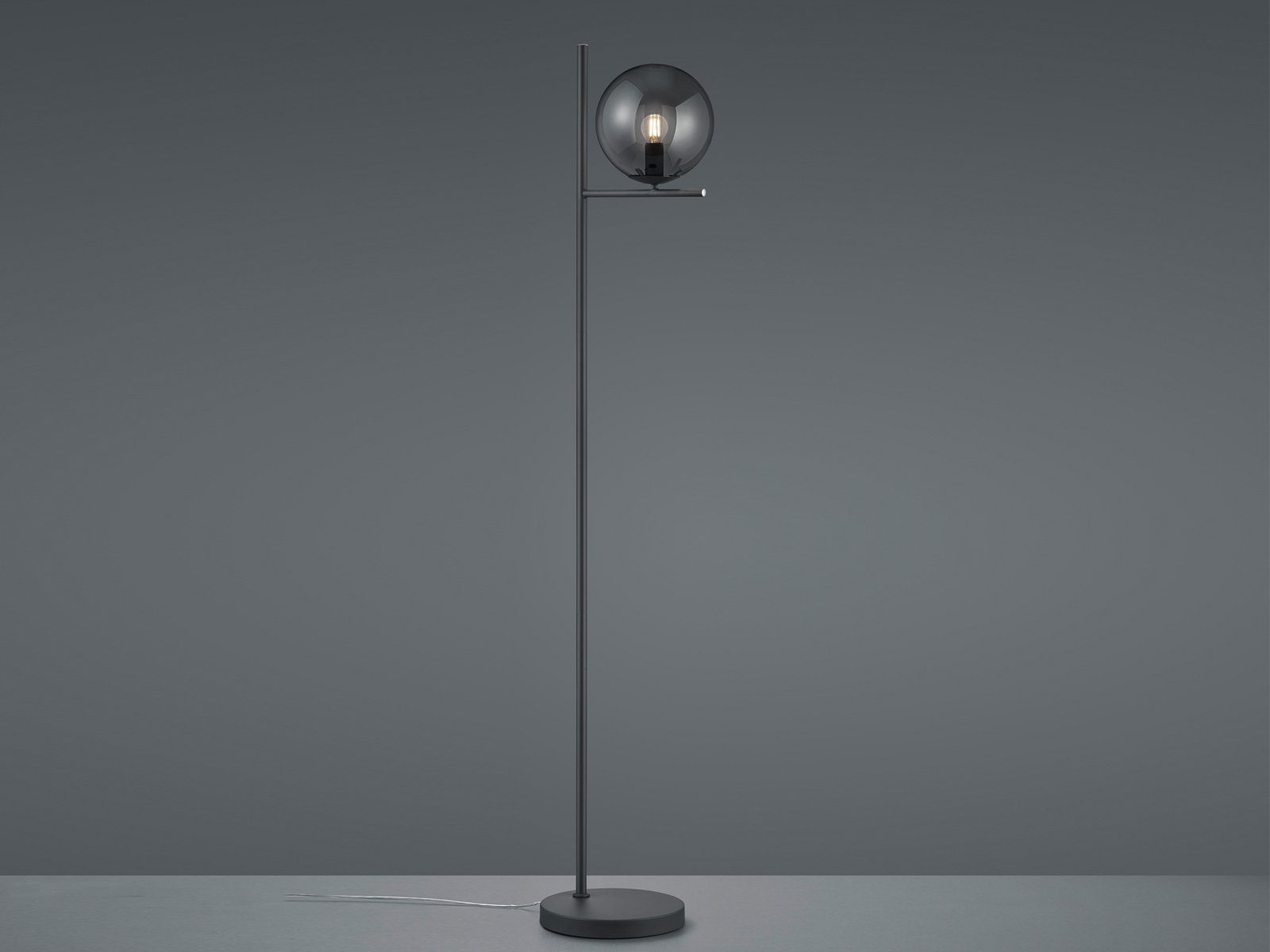 TRIO Leuchten LED Stehlampe, Dimmfunktion, LED wechselbar, Warmweiß, moderne dimmbar-e mit Rauch-glas Glas-kugel Lampenschirm, Höhe 150cm