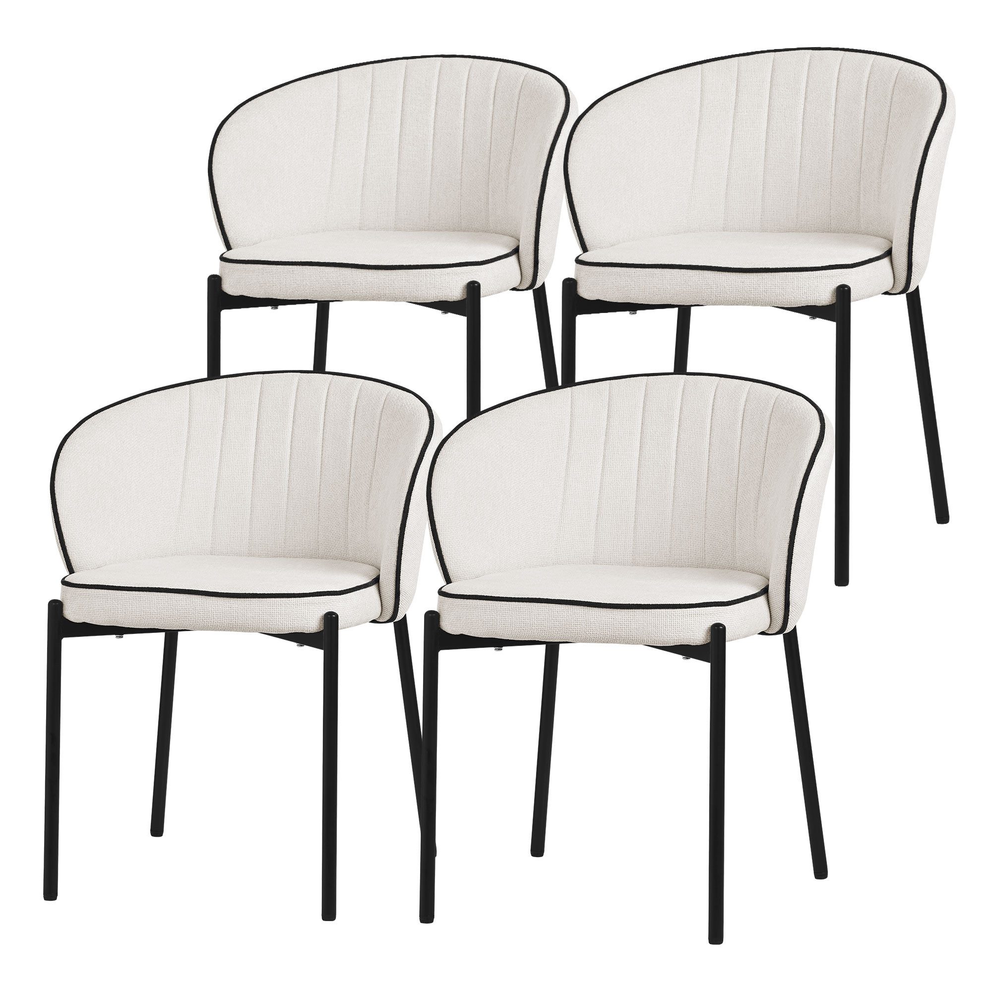 ML-DESIGN Polsterstuhl Esszimmerstühle mit Armlehne & Rückenlehne Ergonomische moderne Design (4 St), Armlehnstuhl mit Metallbeine 4er Set Beige Lounge Sessel bis 120kg