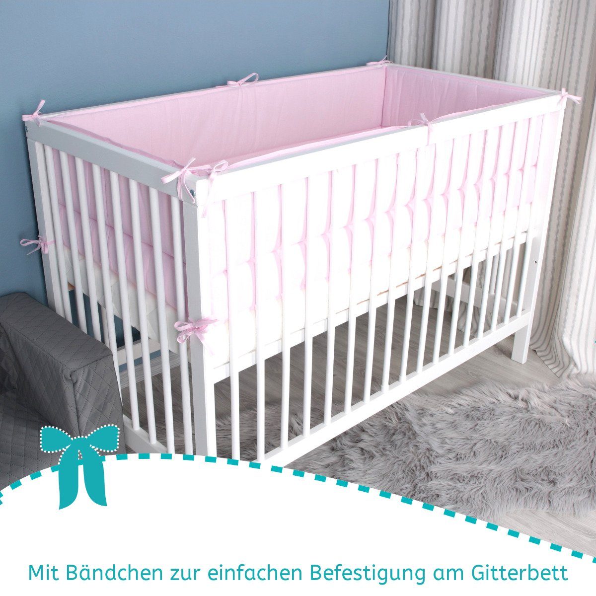 420 cm RUNDUM NESTCHEN Kopfschutz für Baby Bett 70x140 D1 