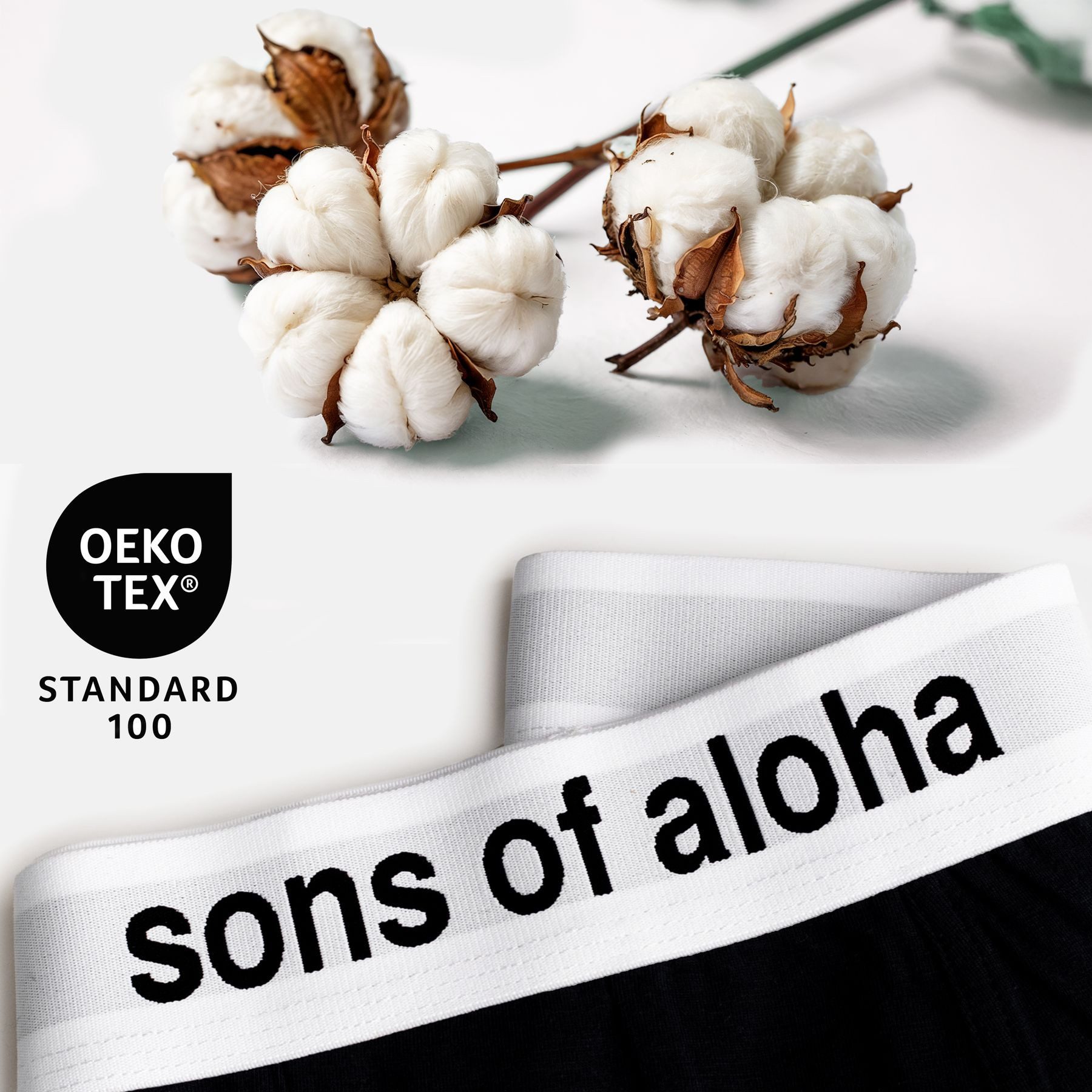 SONS OF ALOHA Boxer Boxershorts SONS OF ALOHA Boxershorts, Unterhose Männer, schwarz mit weißem Bund, M