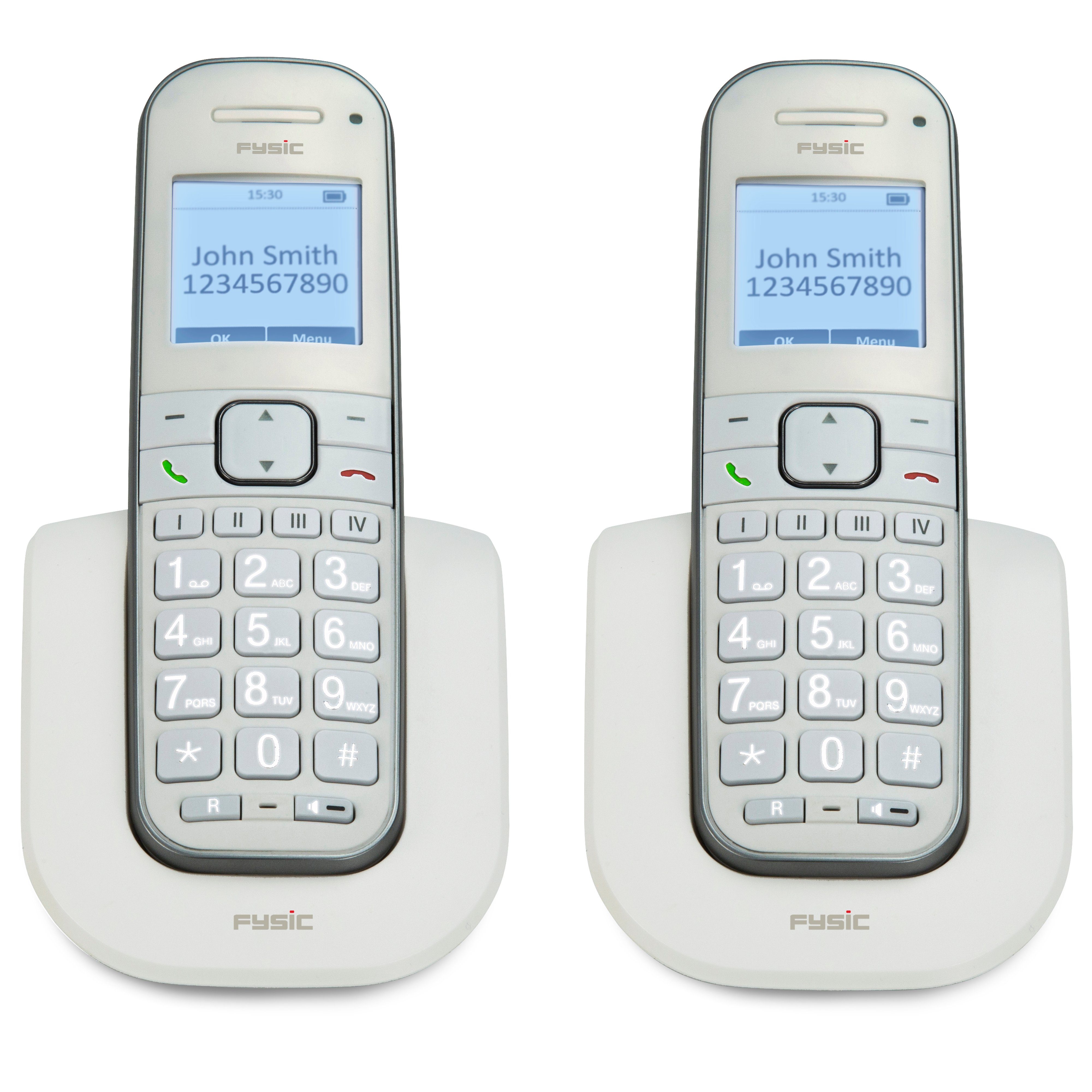 Fysic FX-9000 DUO Seniorentelefon (Mobilteile: 2, schnurloses Seniorentelefon mit großen Tasten)