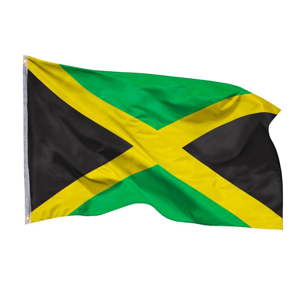 PHENO FLAGS Flagge Jamaika Flagge - Jamaikafahne 90 x 150 cm, Strapazierfähige Fahne für Fahnenmast, mit 2 Ösen