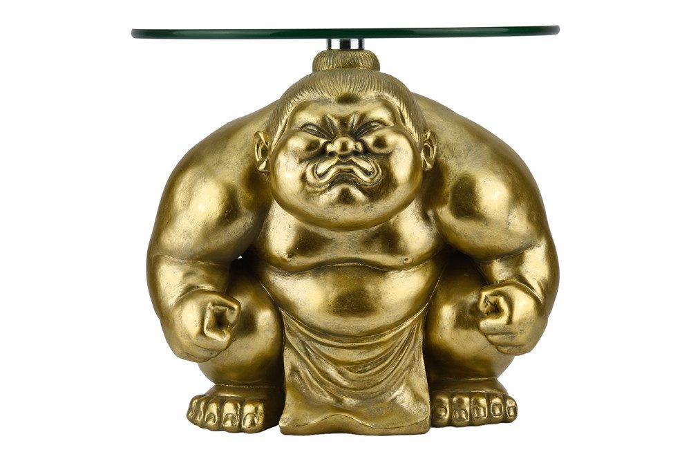 riess-ambiente Beistelltisch SUMO 30cm gold - Skulptur, Glas, Ringer, handgefertigt, modern, rund (Einzelartikel, 1-St), Markanter Ablagetisch - ideal als dekorativer Akzent im Wohnzimmer
