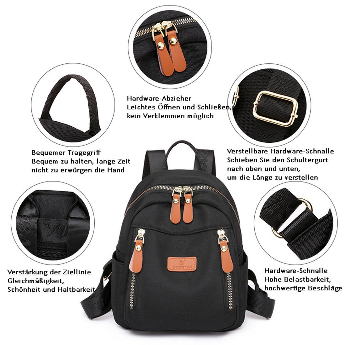 DÖRÖY Cityrucksack Umhängetasche Schultasche USB-Laderucksack für Rosa für Studenten, Frauen
