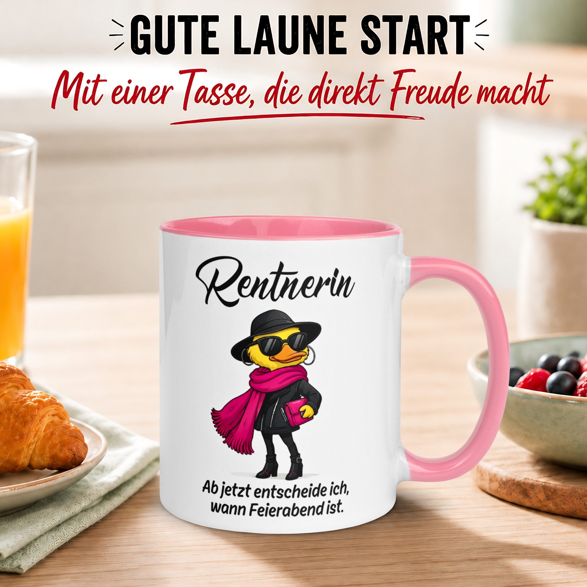 Momentals Tasse Rentnerin – „Ab jetzt entscheide ich den Feierabend“ – Rente Frau, Gratis Versand · Links-&Rechtshänder · Spülmaschinenfest
