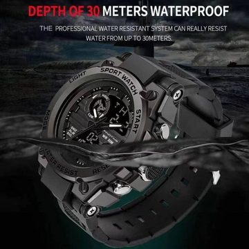 findtime Militär Herren's Sport 5 ATM Wasserdicht Watch (1,91 Zoll), Schrittzähler Schlafmonitor Pulsmesser Uhr Blutdruck Sportuhr