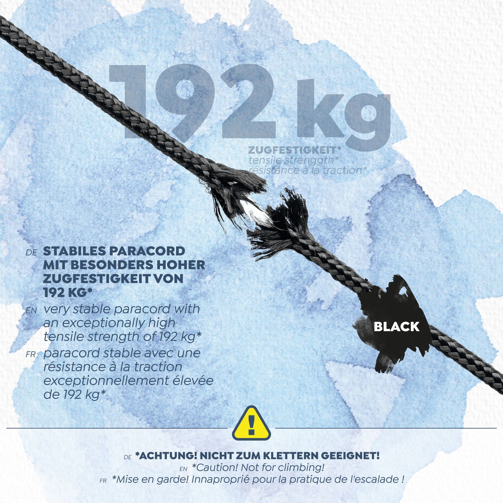 CAMPAIR 100m Type 3mm 192 kg Paracord Seil reißfestem aus Abspannleine II schwarz Max. Nylon 425