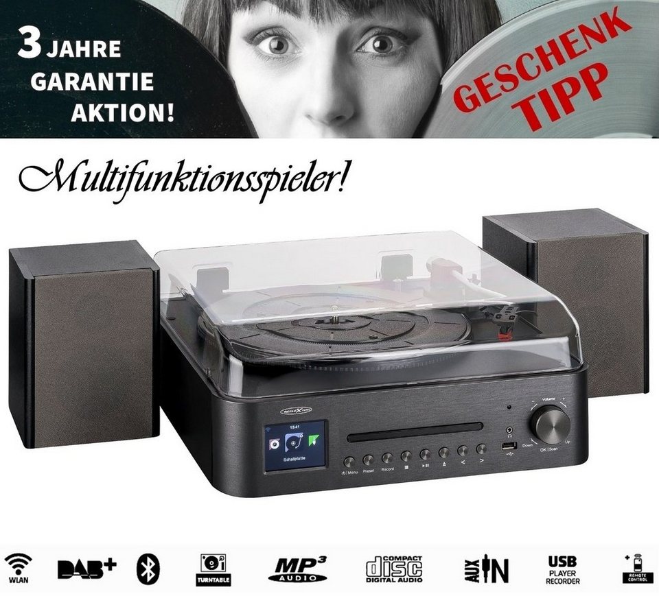 Plattenspieler Mit Verstärker Und Boxen Test Reflexion HIF2078INT Plattenspieler mit Lautsprecher