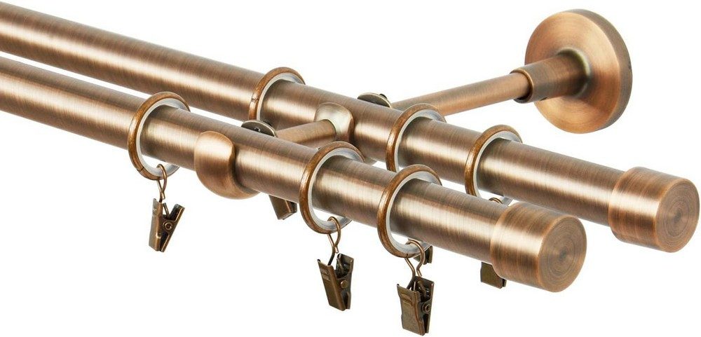 MDEKOR Gardinenstange Vorhangstange 19mm, 2-läufig, 2-läufig Wandmontage, 120 cm Kupfer – Bild 3 von 5