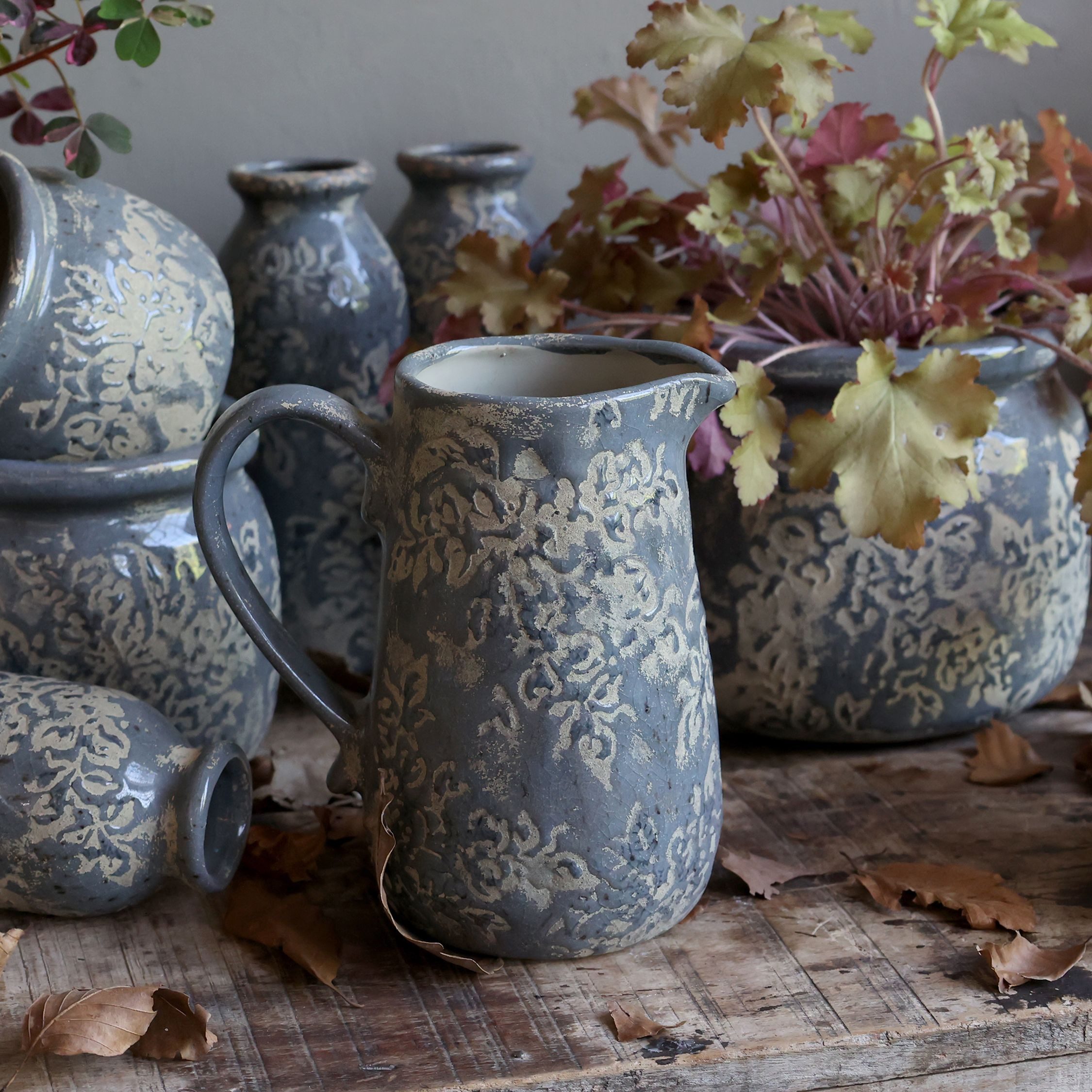 Annimuck Dekovase Chic Antique Antibes Kanne mit Blumenmuster Krug Vase opa günstig online kaufen