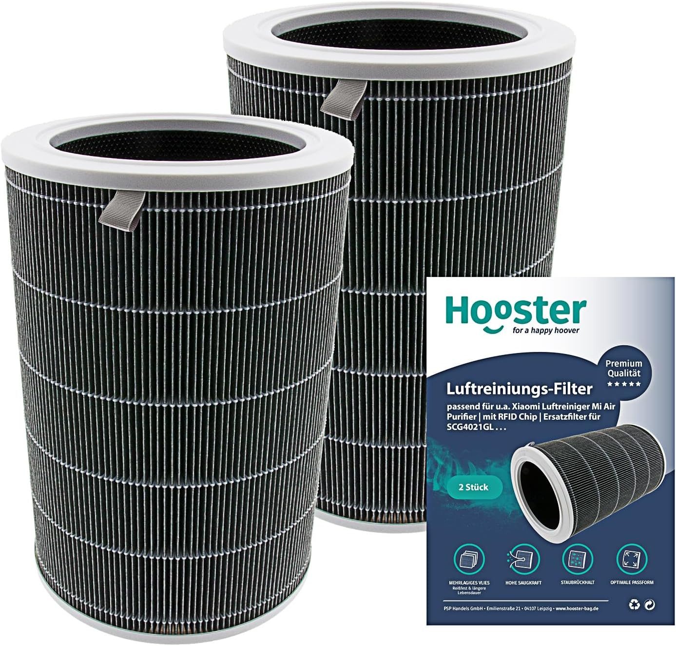 Hooster Luftfilter 2er-SET für Xiaomi Mi Air Purifier 3C, 3H, PRO, mit ...