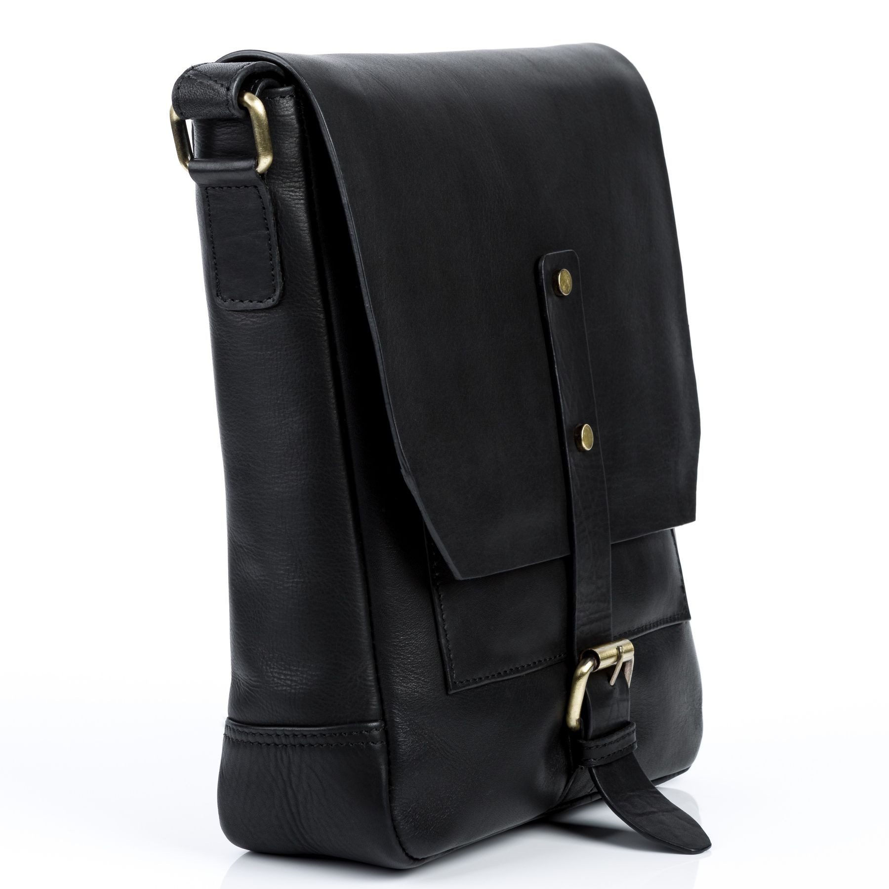 FEYNSINN Messenger Bag echt Leder Schultertasche groß schwarz, Kuriertasche Echtleder, Businesstasche Damen Herren schwarz