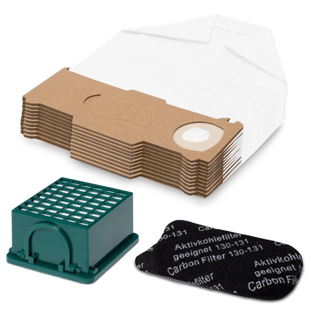 PRIMEBAG Staubsaugerbeutel 10 Beutel 2 Filter für Vorwerk Kobold 130 131 kompatibel