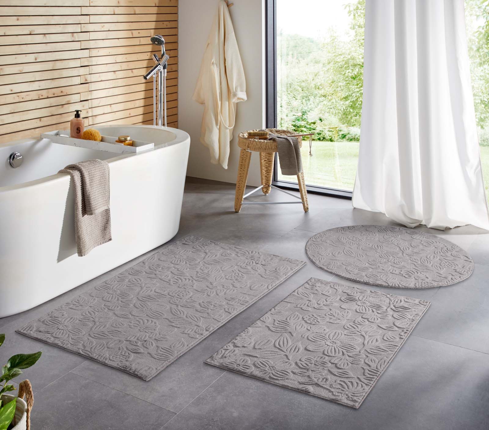 TaraCarpet Teppich TaraCarpet Homestyle 375 Flora, rechteckig, Höhe: 10 mm, Blätteroptik hoch-tief weich waschbar grau 50x80 – Bild 2 von 5