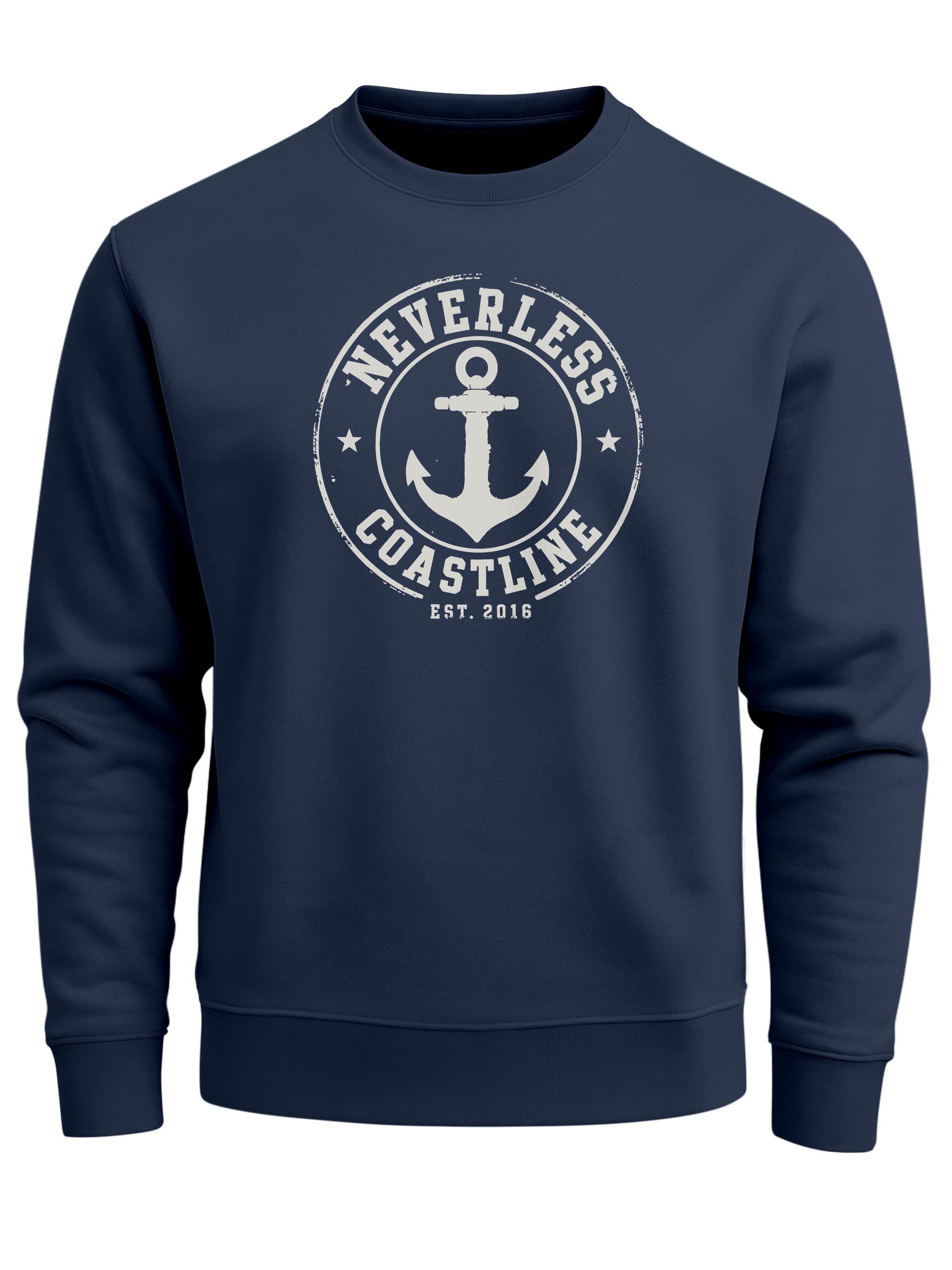 Neverless Sweatshirt Neverless® Herren Sweatshirt mit Frontprint - Coastal - Regular Fit
