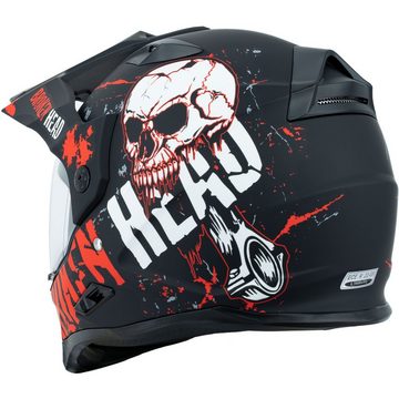 Broken Head Motorradhelm Bone Crusher rot Enduro, inkl. Sonnenblende