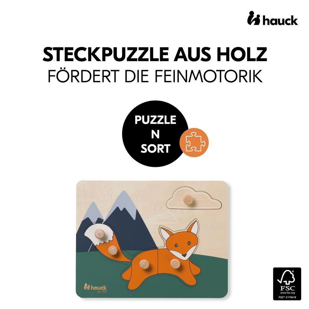 1 Hauck für Holz (ab Greifpuzzle Fuchs, Baby / Puzzle N Jahr) Steckpuzzle Sort - für Fox Kinder Puzzle Puzzleteile,