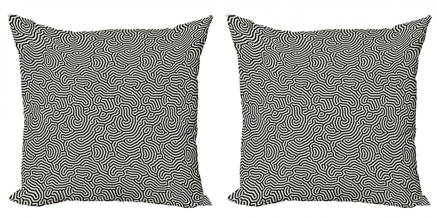 Kissenbezüge Modern Accent Doppelseitiger Digitaldruck, Abakuhaus (2 Stück), Schwarz und weiß Maze Labyrinth
