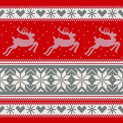 Linoows Papierserviette 20 Servietten Weihnachten, Strickmuster mit Rentieren, (Packung), Motiv Weihnachten, Strickmuster mit Rentieren