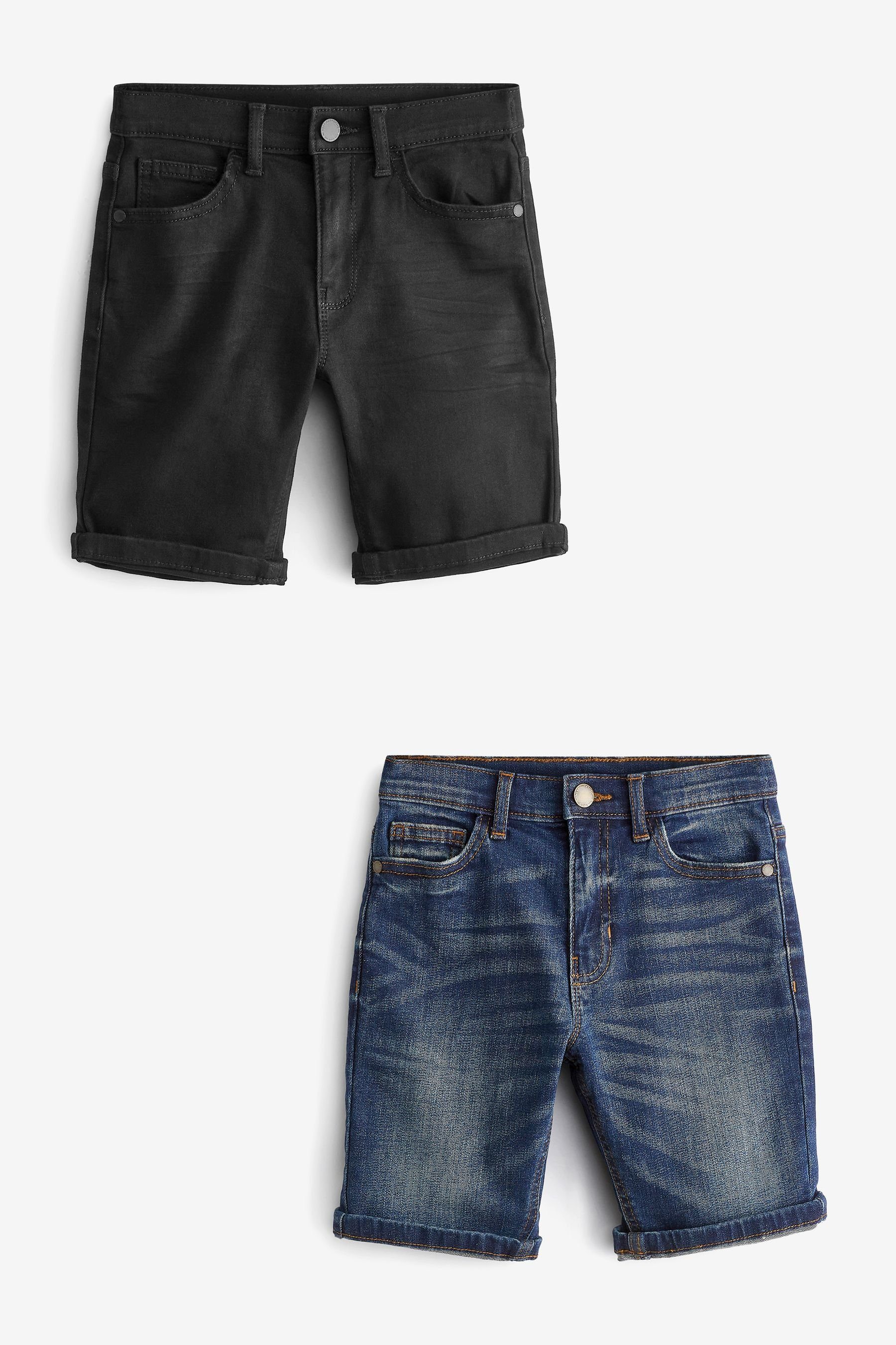 (2-tlg) Denim-Shorts, Next Jeansshorts 2er-Pack Blue/Black
