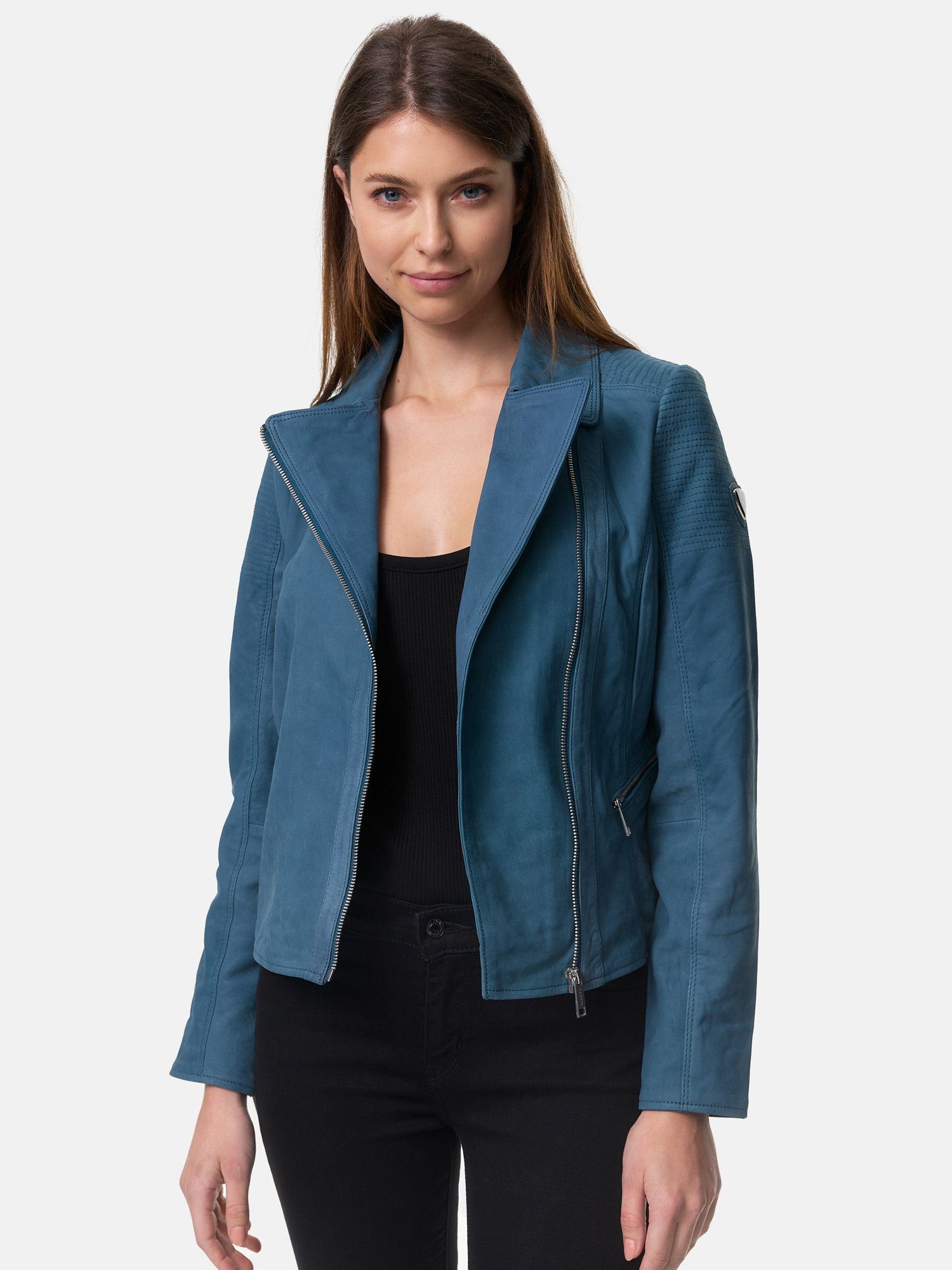 Tazzio Lederjacke F500 Damen Leder Jacke im Biker Look mit Zipper-Details & günstig online kaufen