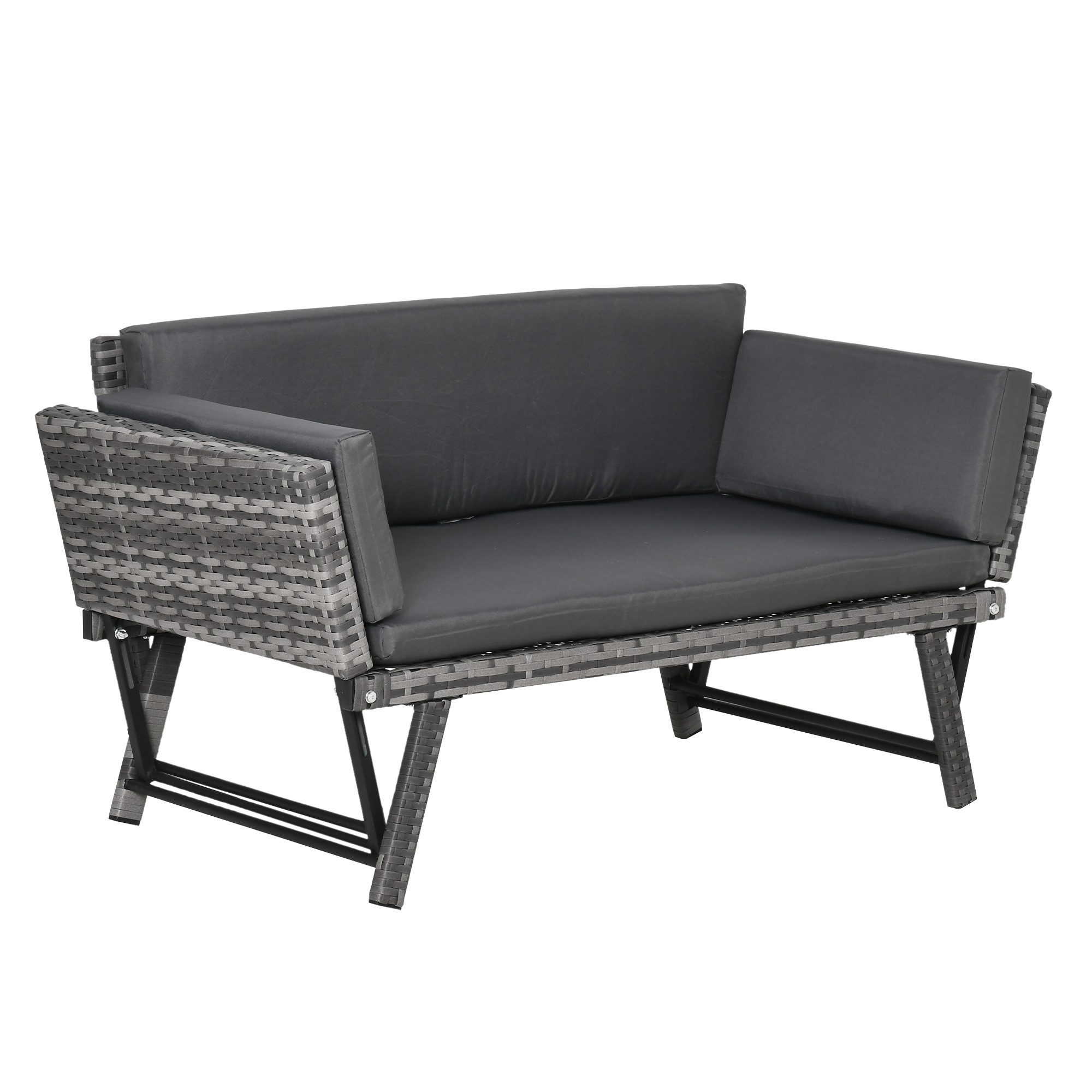 furnicato Gartenlounge-Set Polyrattan Gartensofa 2 Sitzer 129x63x67 cm Grau mit, (1-tlg)