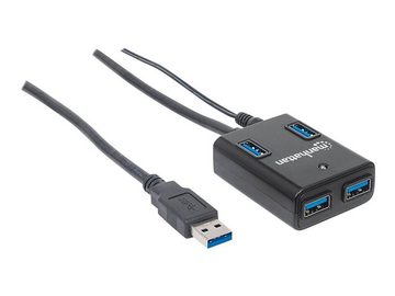 IC INTRACOM USB-Verteiler MANHATTAN USB-HUB 4-Port Manhattan USB 3.0 schwarz mit Netzteil
