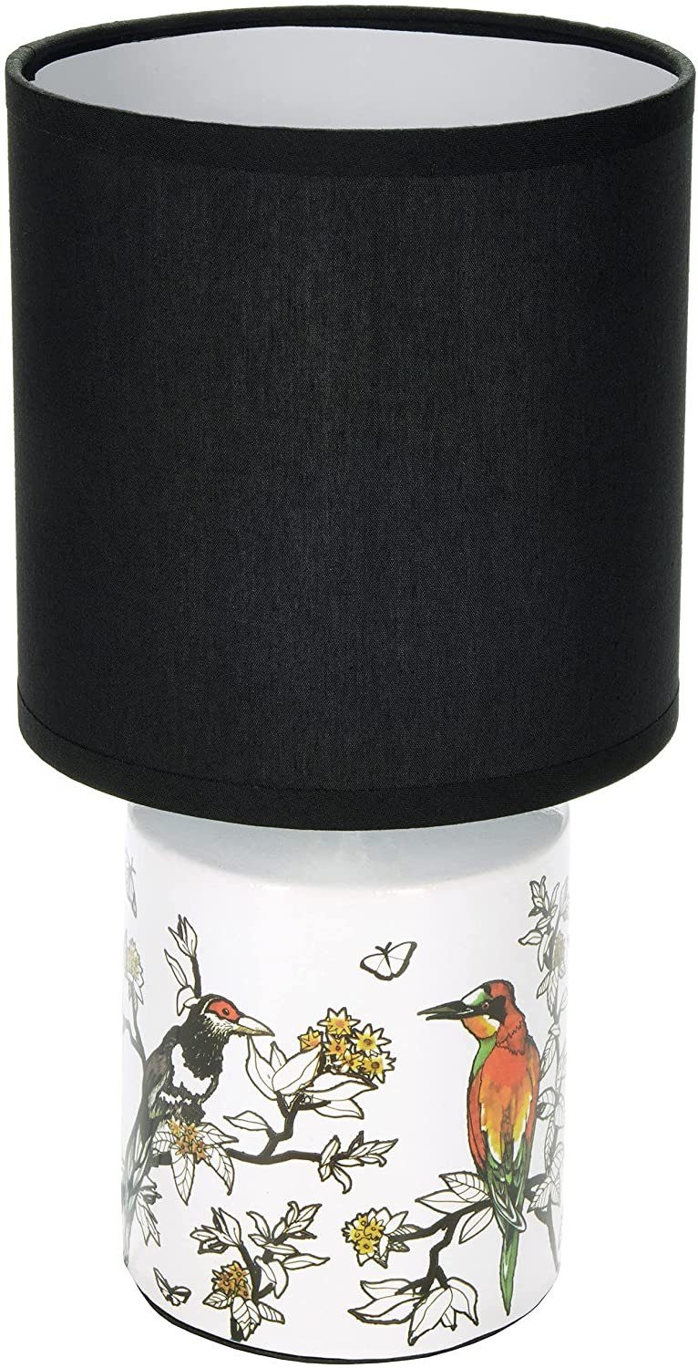 BRUBAKER Nachttischlampe Tischlampe Vogel Design Asiatisch - 1x oder 2er Set - Schirm Schwarz, ohne Leuchtmittel, Designer Lampen mit Keramikfuß, Höhe ca. 30 cm – Bild 3 von 5