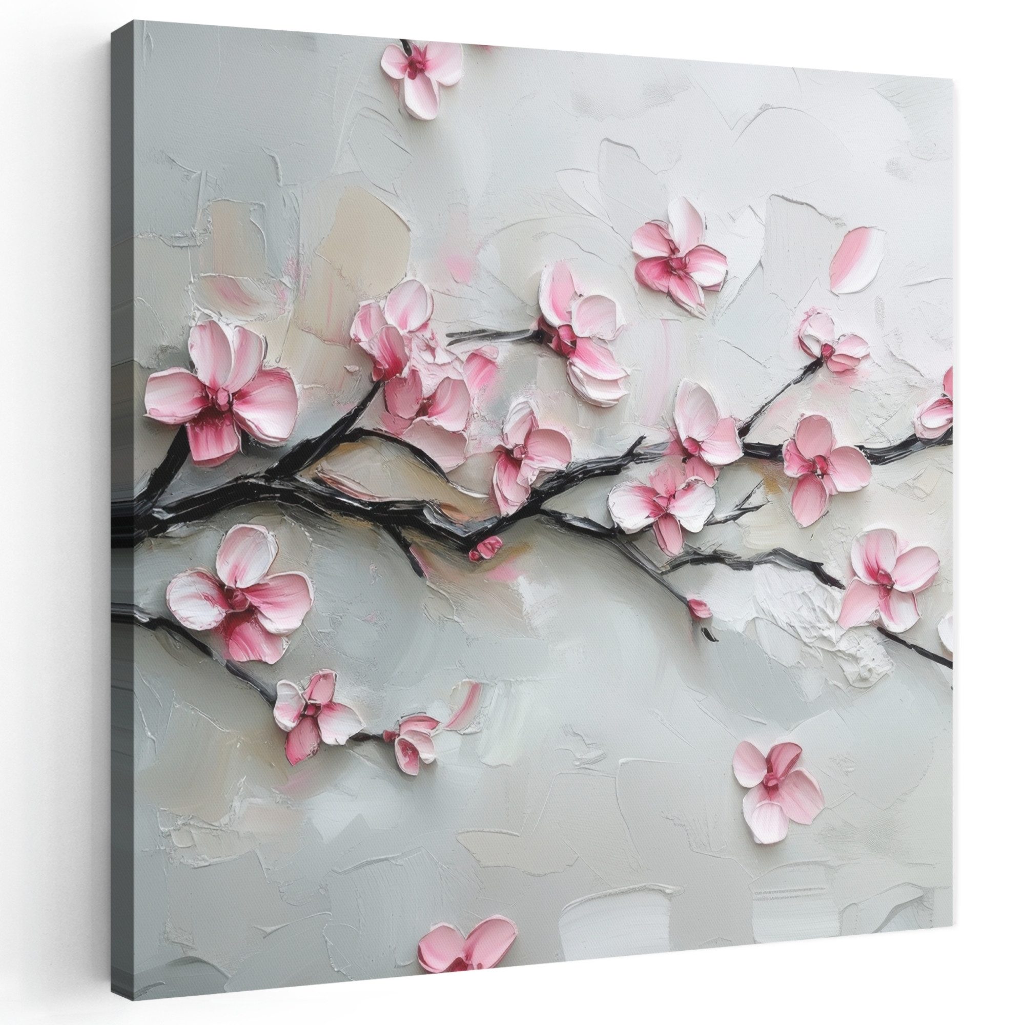 OneMillionCanvasses® Leinwandbild Blüte - Künstlerisch - Rosa - Sakura, Fotodruck (1 St), Wandbild, Deko Schlafzimmer Wohnzimmer Flur 20x20 cm