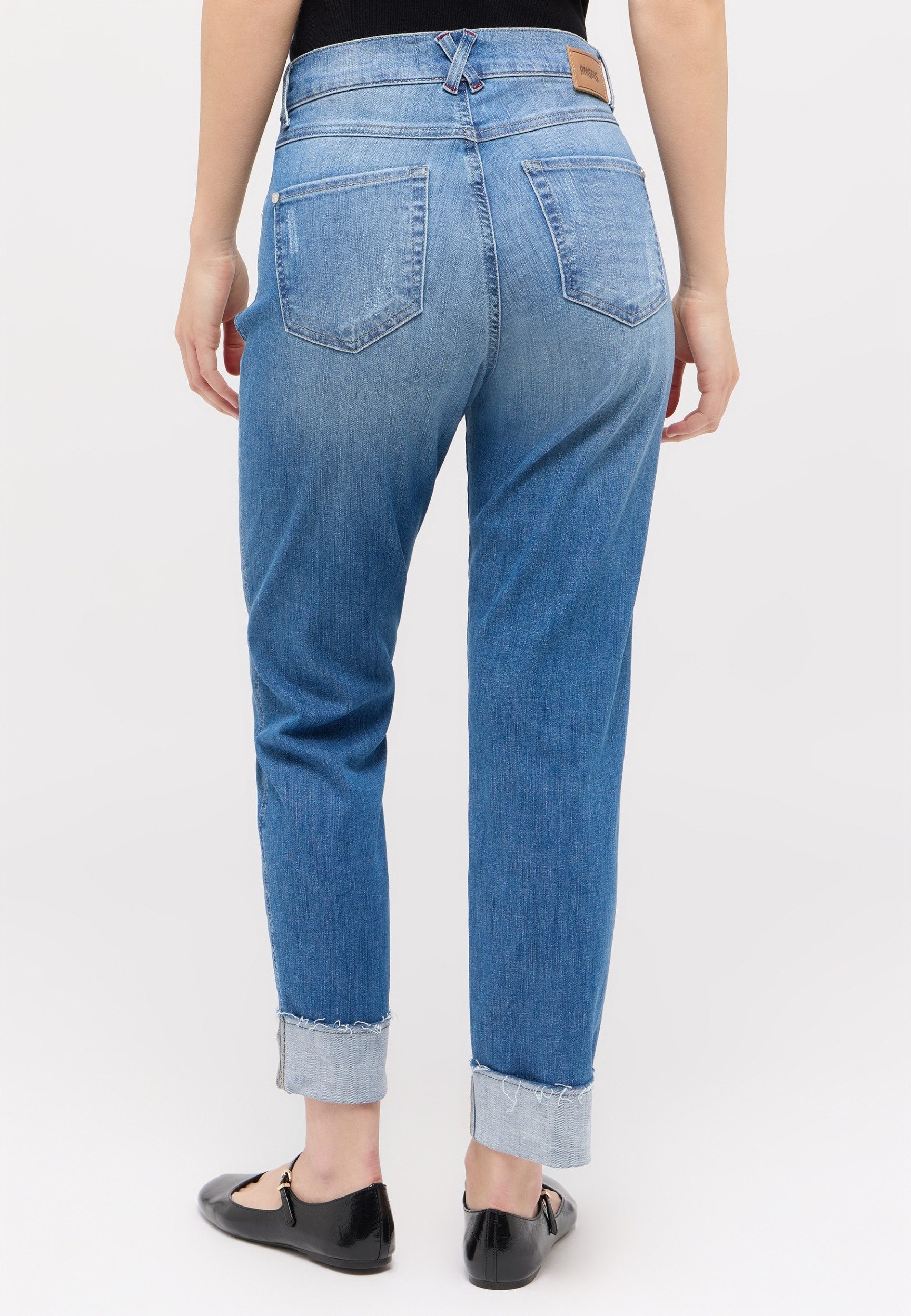 ANGELS 5-Pocket-Jeans DARLEEN CROP TU FRINGE LIGHT BLUE USED DESTROYED