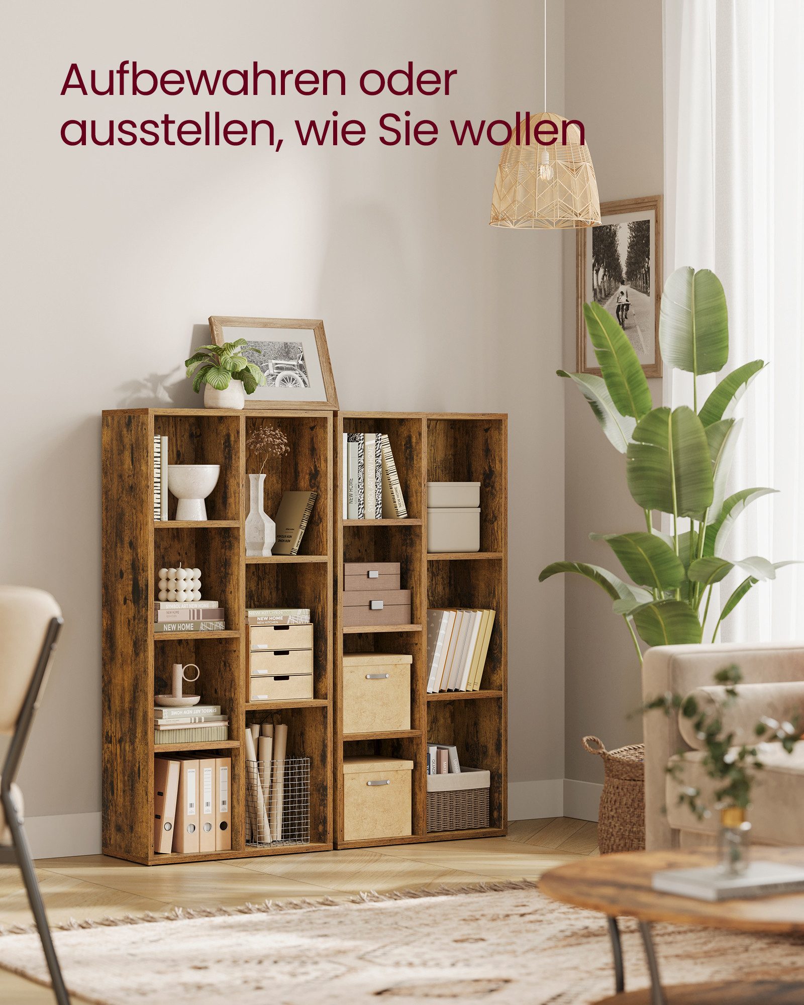 VASAGLE Bücherregal Standregal, Bücherschrank, mit 4/5/7/8 Fächern, Büroreg günstig online kaufen