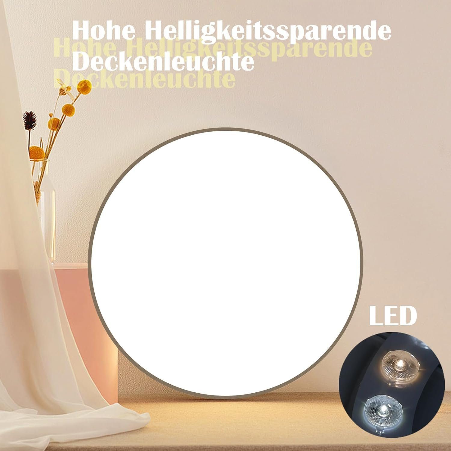Nettlife LED Panel Schwarz/weiß flach rund Dimmbar Deckenleuchte inkl. Fernbedienung, LED fest integriert, Warmweiß, Neutralweiß, Kaltweiß, für Wohnzimmer Küche Schlafzimmer Büro
