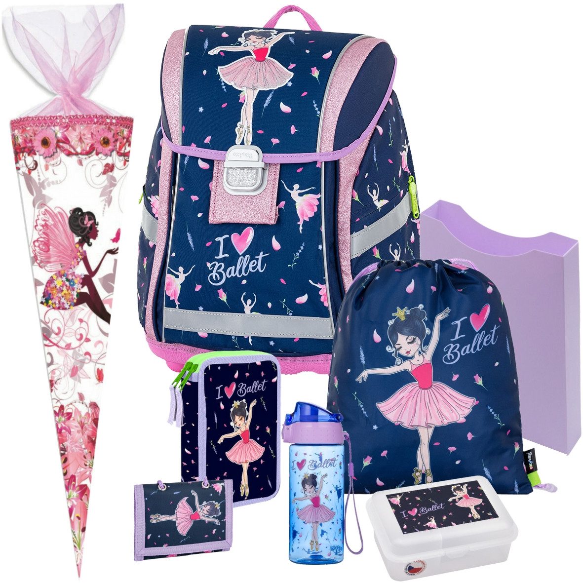 OXYBAG Schulranzen 1.Klasse Mädchen in unterschiedlichen Sets (9-tlg)