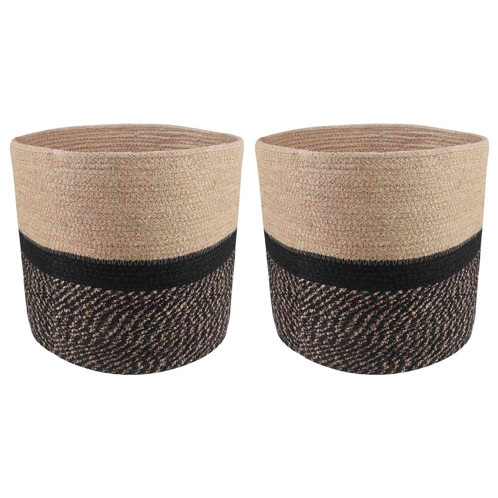 vidaXL Pflanztopfsatz 2 pcs Natürlich und Schwarz Ø 28 x 28 cm (2 St)