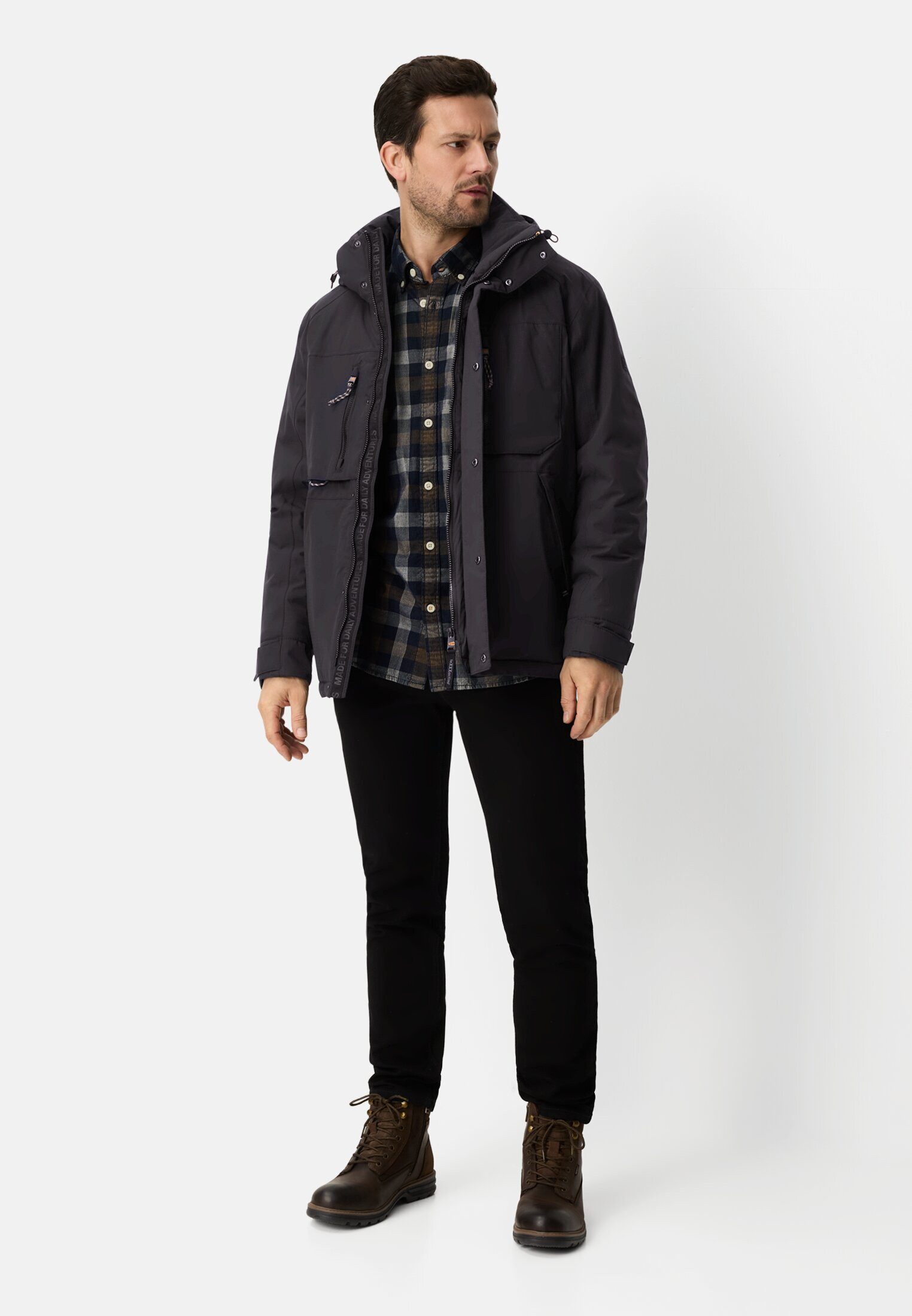 camel active Funktionsjacke mit abnehmbarer Kapuze Langarm Reflektierende Details