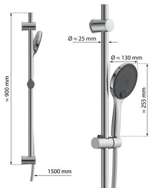 Eisl Stangenbrause-Set GRANDE VITA, Höhe 90 cm, 3 Strahlart(en), 1 tlg., Höhenverstellbar / 3-fach verstellbar / Antikalk / wassersparend